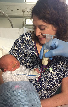 Susie Thoms with her new baby, Toby. (Image: Sheffield University)